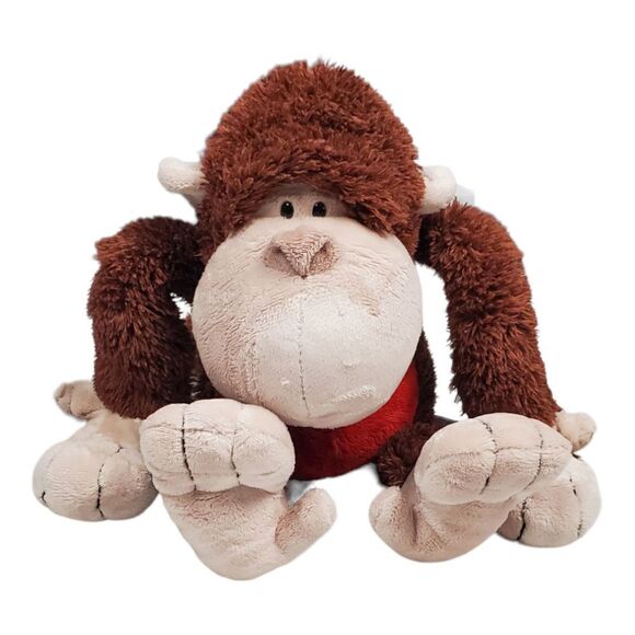 Nici Monkey Plush Brown Red Heart Long Arms Valentine's Day Germany 15" Vintage - Picture 9 of 9